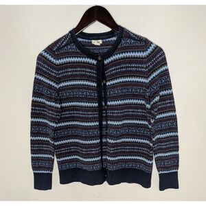 LL Bean Women XS Cashmere Blend Fair Isle Cardigan Sweater Preppy Academia